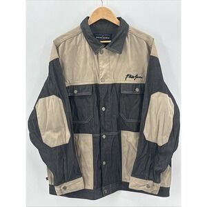 VTG PHAT FARM JEAN JACKET MENS 3XL DENIM BUTTON COAT RAP HIP HOP XXXL 90's Patch